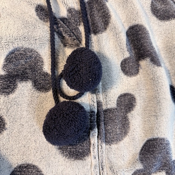 Disney Mickey Mouse Adult L One Piece Pajamas Hooded Fleece Zip Jumpsuit Blue - Picture 4 of 14